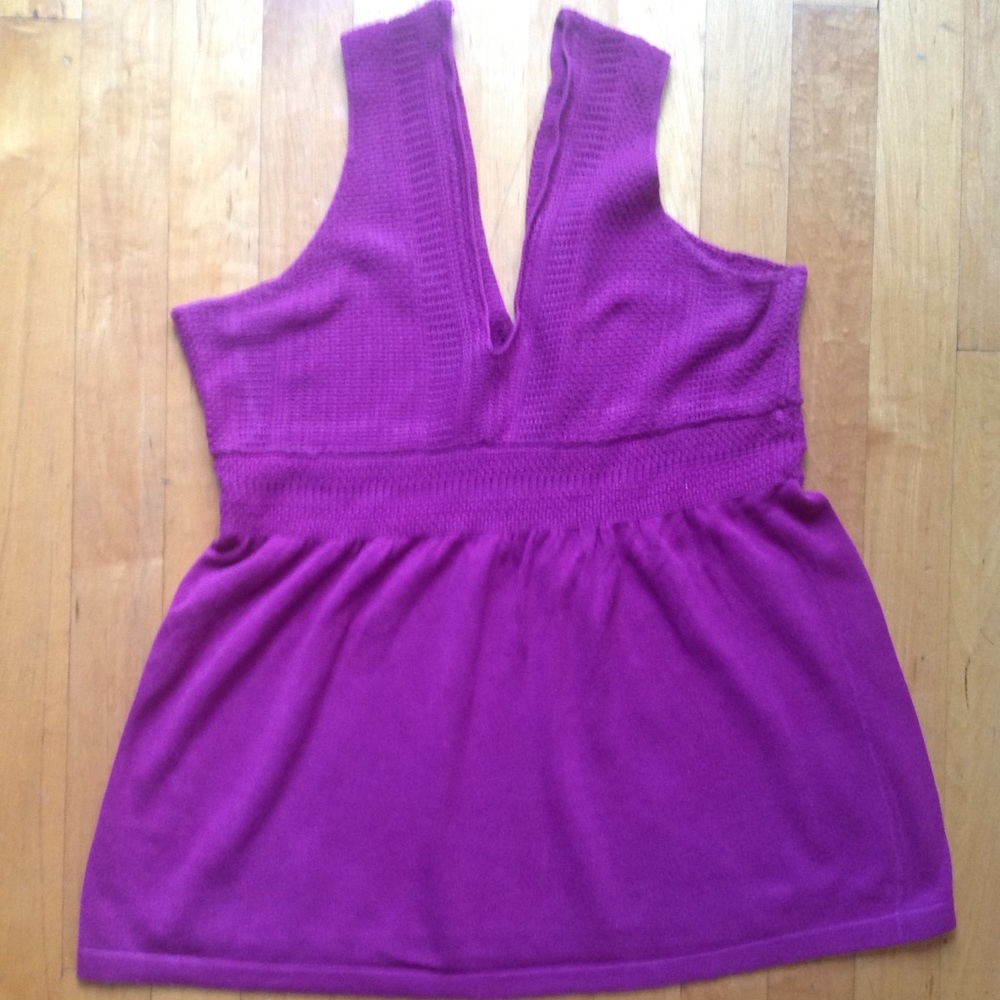 Banana Republic Purple Knit V-Neck Blouse Sz Small